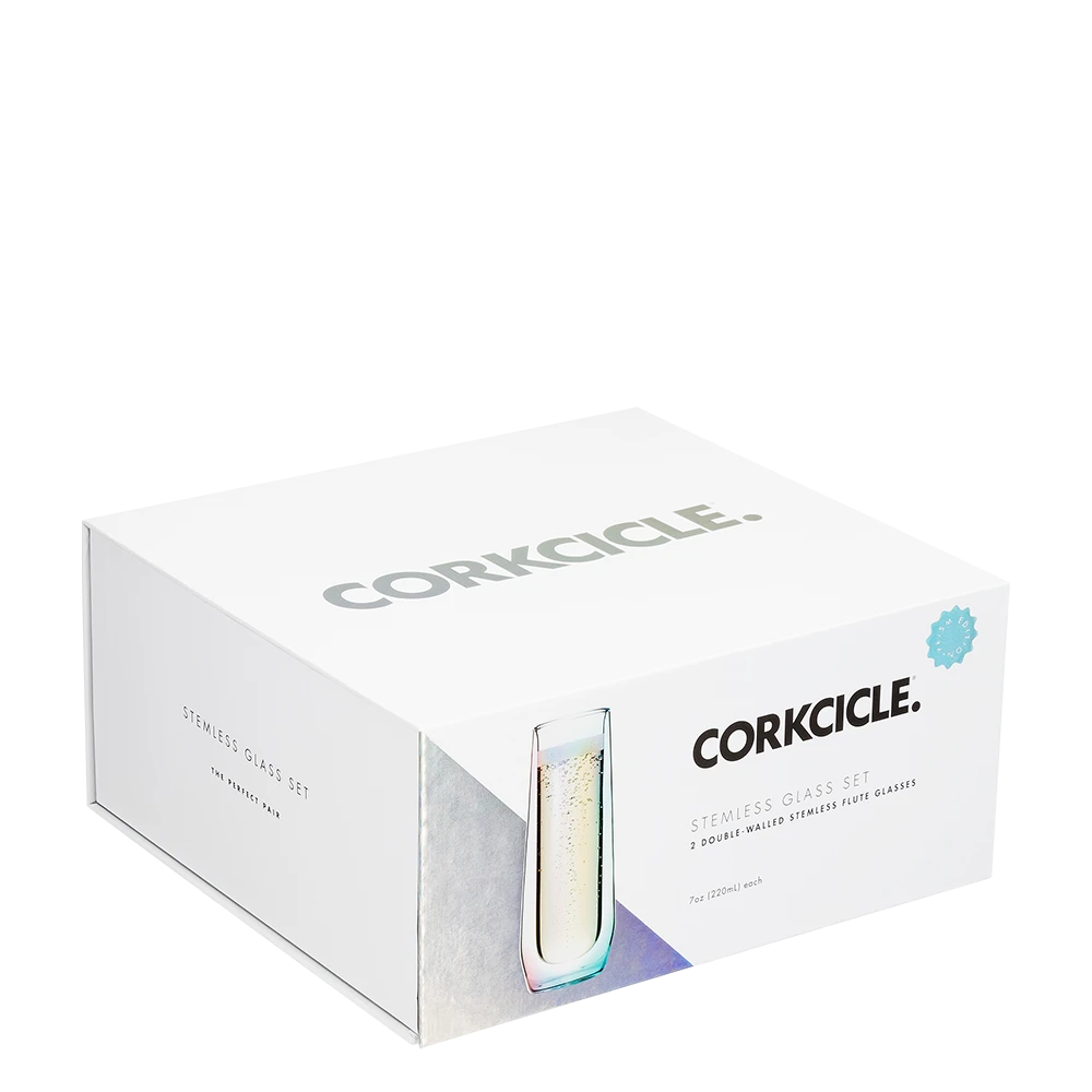 Prism Stemless Champagne Flute Glass Set Skal Moon Boutique