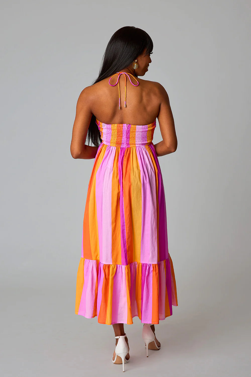 strapless open back dress Hue Dress 1 (Pink and Orange) – AKEMMA main image 1
