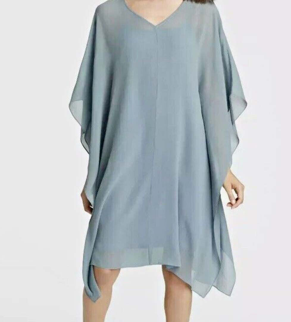 Eileen Fisher Womens Silk V-Neck Caftan Dress Blue M Eileen Fisher Womens Silk V-Neck Caftan Dress Blue M
