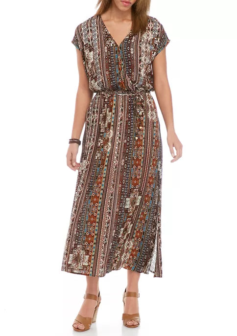 Karen Kane Side Slit Crossover Dress, S, Print